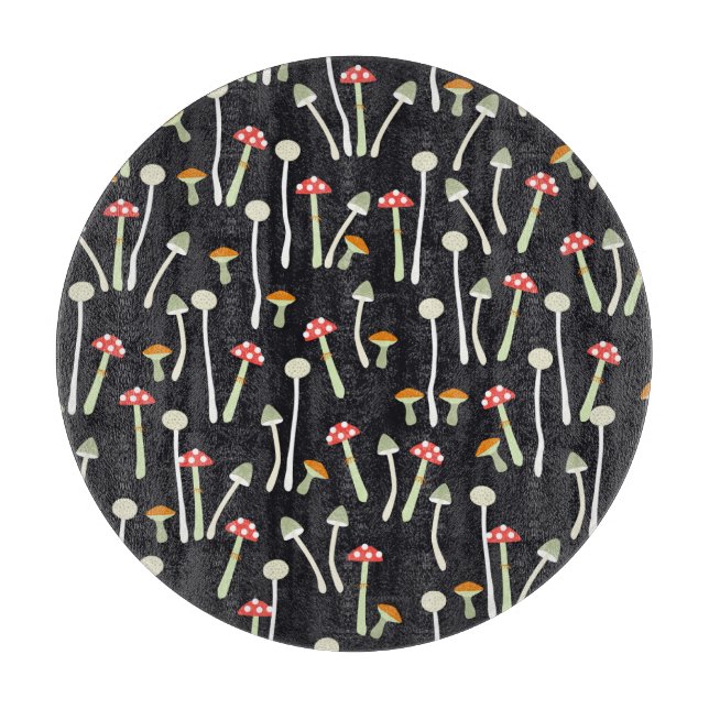 Vintage autumn mushrooms pattern design. cutting board (Front)