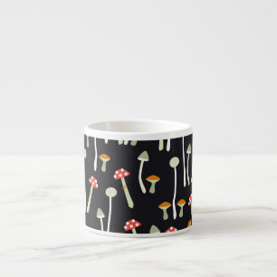 Vintage autumn mushrooms pattern design. espresso cup