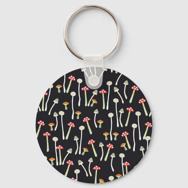 Vintage autumn mushrooms pattern design. keychain (Front)