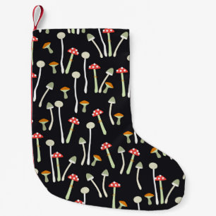 Vintage autumn mushrooms pattern design. small christmas stocking