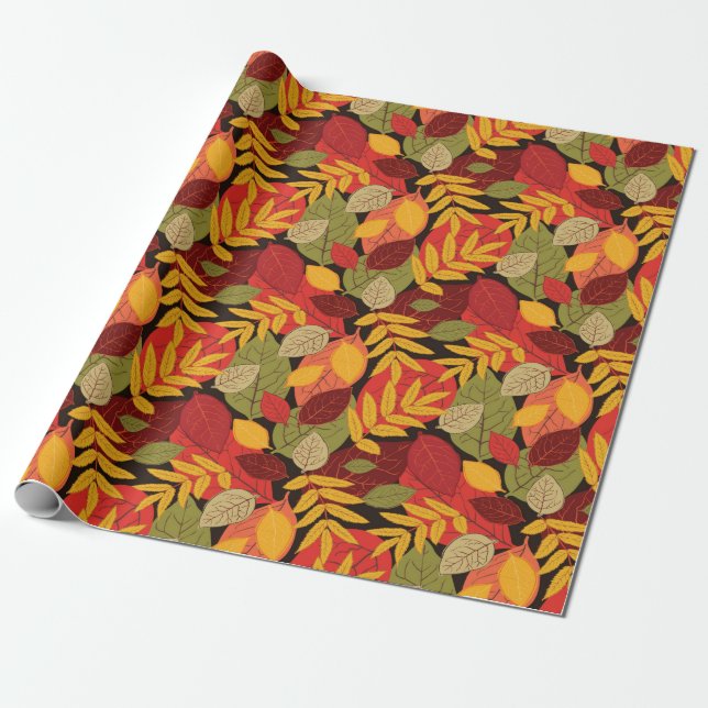 Vintage Autumn Wrapping Paper (Unrolled)