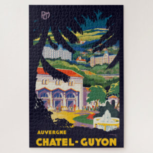 Vintage Auvergne Chatel-Guyon France Travel Poster Jigsaw Puzzle