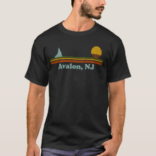 Vintage Avalon, NJ Sunset Retro - Sailboat Sunrise T-Shirt