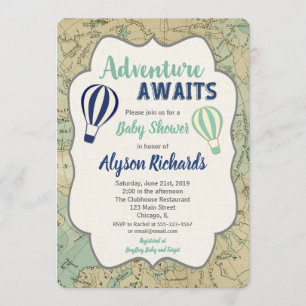 Vintage aventure carte attend baby shower invitati