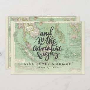 Vintage aventure carte commence graduation unique