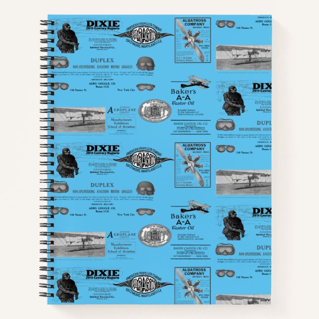 Vintage Aviation Airplane Biplane Pilot  Notebook (Front)