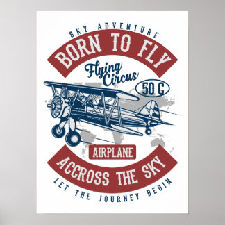 Vintage Aviation Airplane Color Poster