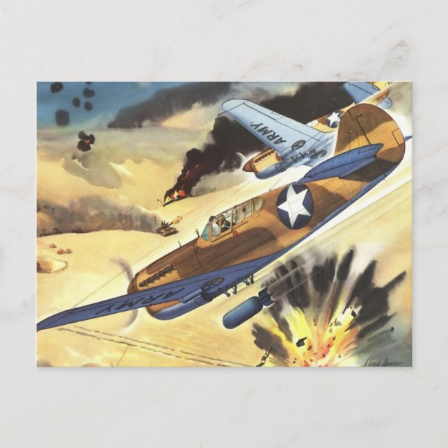 Vintage Aviation Airplane Colour Art Postcard (Front)