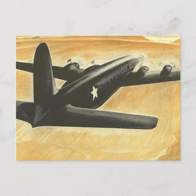 Vintage Aviation Airplane Colour Art Postcard (Front)