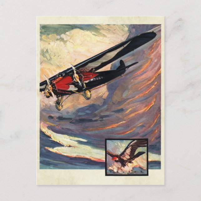 Vintage Aviation Airplane Colour Art Postcard (Front)