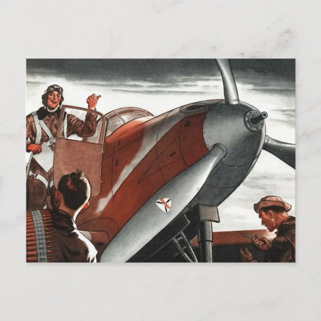 Vintage Aviation Airplane Colour Art Postcard (Front)