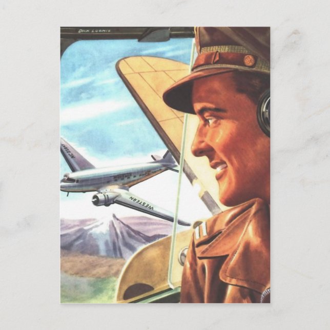 Vintage Aviation Airplane Colour Art Postcard (Front)