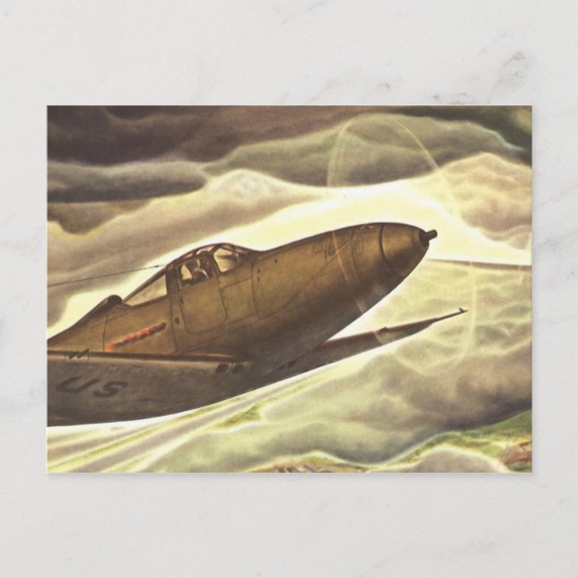 Vintage Aviation Airplane Colour Art Postcard (Front)