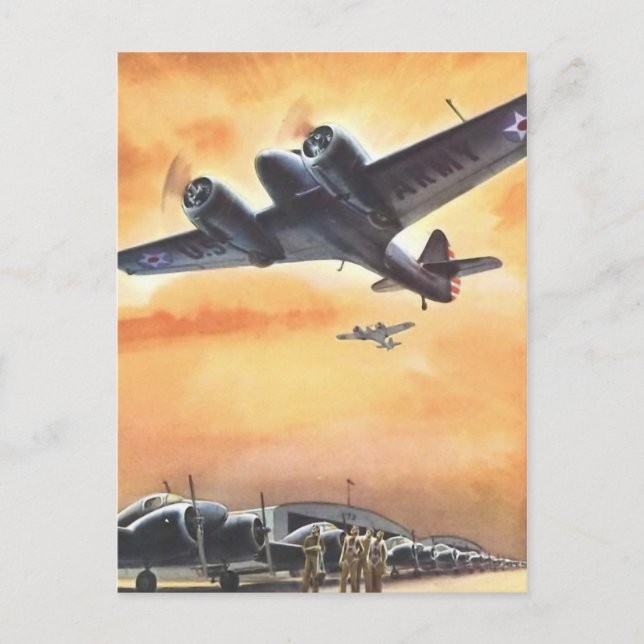 Vintage Aviation Airplane Colour Art Postcard (Front)