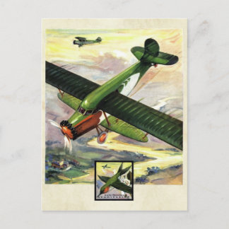 Vintage Aviation Airplane Colour Art Postcard