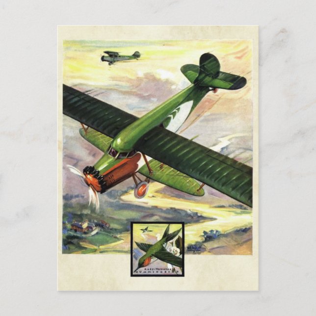 Vintage Aviation Airplane Colour Art Postcard (Front)