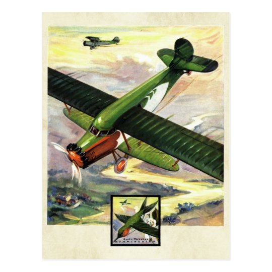 Vintage Aviation Airplane Colour Art Postcard
