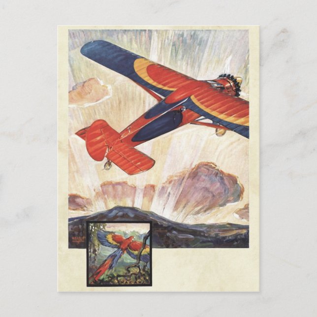 Vintage Aviation Airplane Colour Art Postcard (Front)