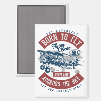 Vintage Aviation Airplane Colour Magnet