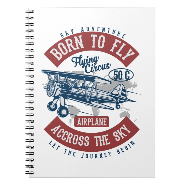 Vintage Aviation Airplane Colour Notebook (Front)