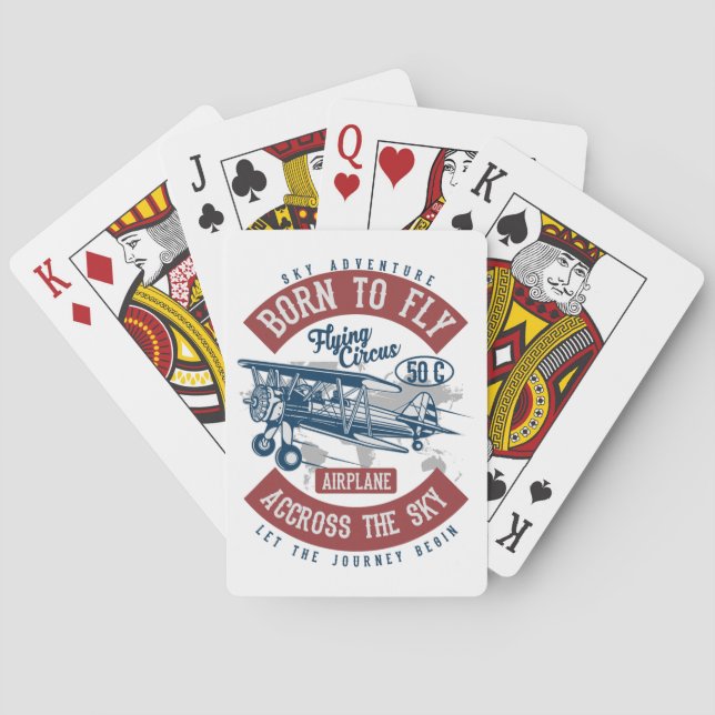 Vintage Aviation Airplane Colour Playing Cards (Back)