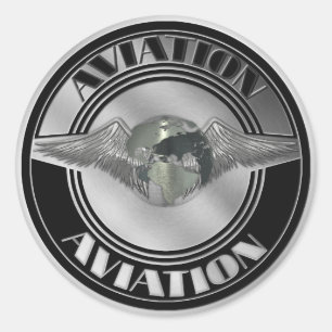 Vintage Aviation Art Classic Round Sticker