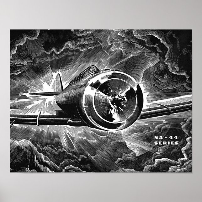 Vintage Aviation Fighter Airplane Art Print (Front)