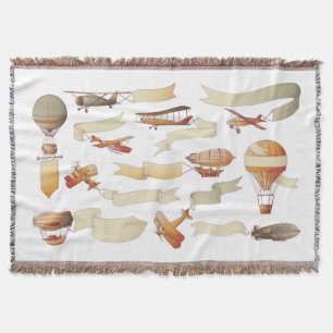 Vintage Aviation Fleet Custom Text Throw Blanket