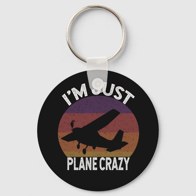 Vintage Aviation Gift Funny Pilot Keychain (Front)