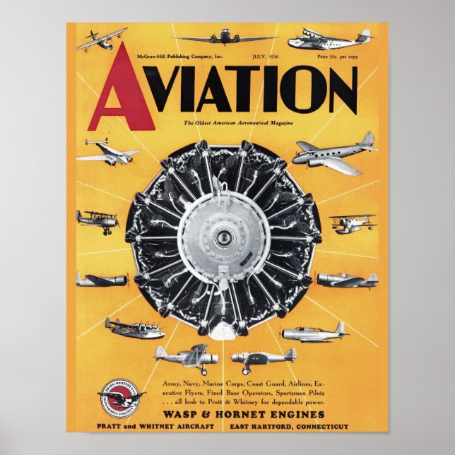 Vintage Aviation Magazine Airplane Cover Art Print (Front)