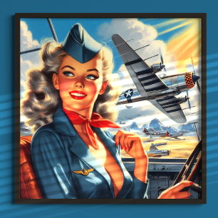 Vintage Aviation Pin Up Poster