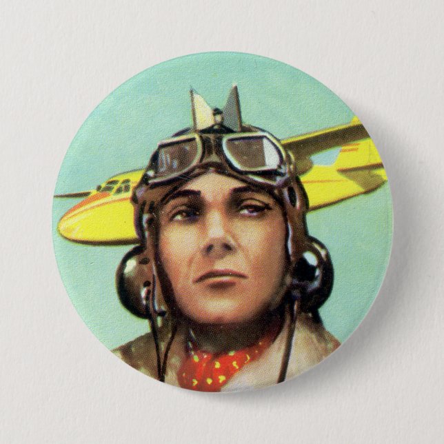 Vintage Aviator Print 3 Inch Round Button (Front)
