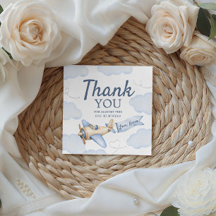 Vintage Aviator Watercolor Thank You Card Favour Tags