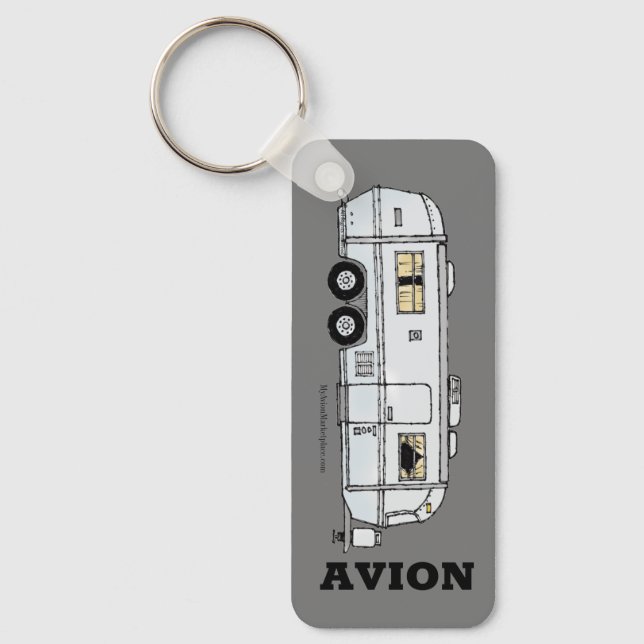 Vintage Avion Trailer Key Fob, Aluminum Keychain (Front)