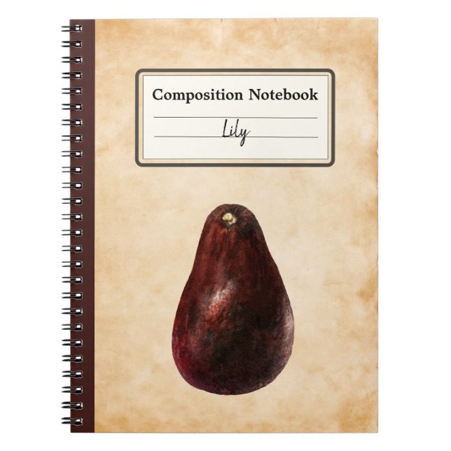 Vintage Avocado Illustration Personalized Comp Notebook (Front)