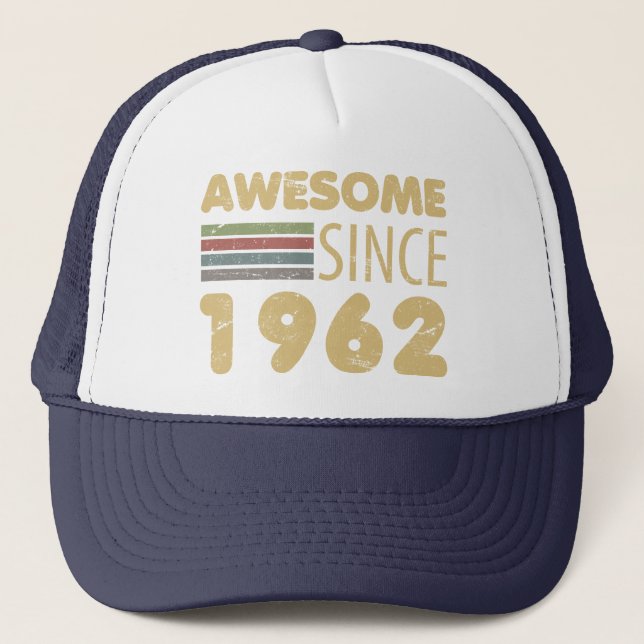 Vintage Awesome 1962 60th Birthday Trucker Hat (Front)