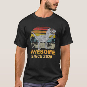 Vintage Awesome 2020 Dinosaur Boy 2 Years Old 2Nd T-Shirt