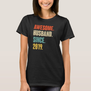 Vintage Awesome Husband Since 2019 3 Wedding Anive T-Shirt