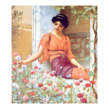 Vintage Awesome Italian Girl With Summer Flowers