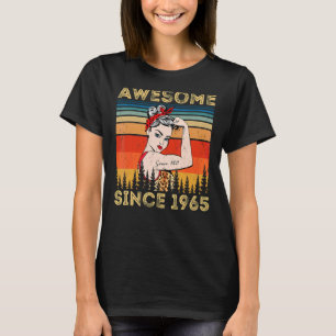 Vintage Awesome Since 1965 Birthday Leopard Woman T-Shirt