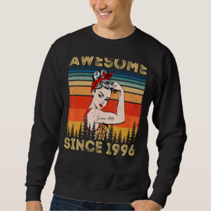 Vintage Awesome Since 1996 Birthday Leopard Woman Sweatshirt