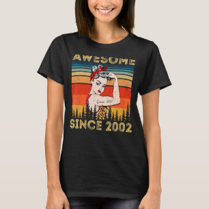 Vintage Awesome Since 2002 Birthday Leopard Woman T-Shirt