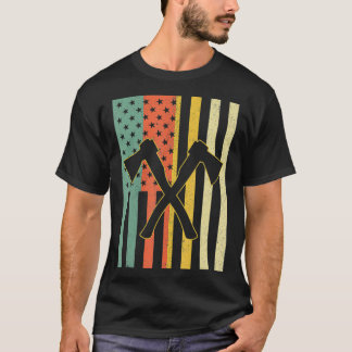Vintage Axe Throwing Retro Crossed Axes American F T-Shirt