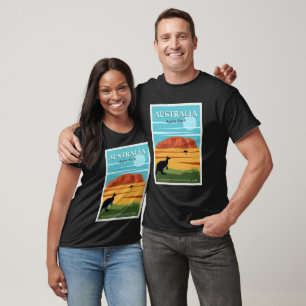 Vintage Ayers Rock Australia Kangaroos Travel T-Shirt