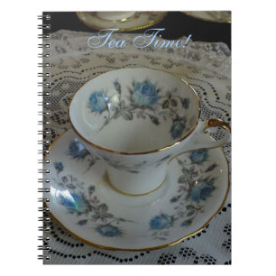Vintage Aynsley Blue Rose Tea Cup Notebook