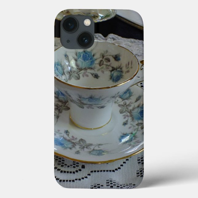 Vintage Aynsley Blue Rose Tea iPad Case (Back)