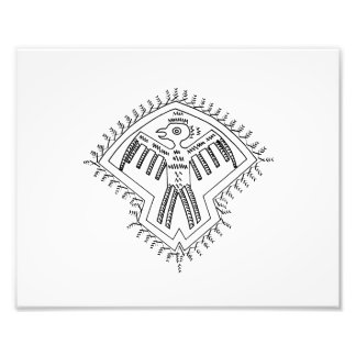 Vintage aztec style bird jagged drawing.png photo print