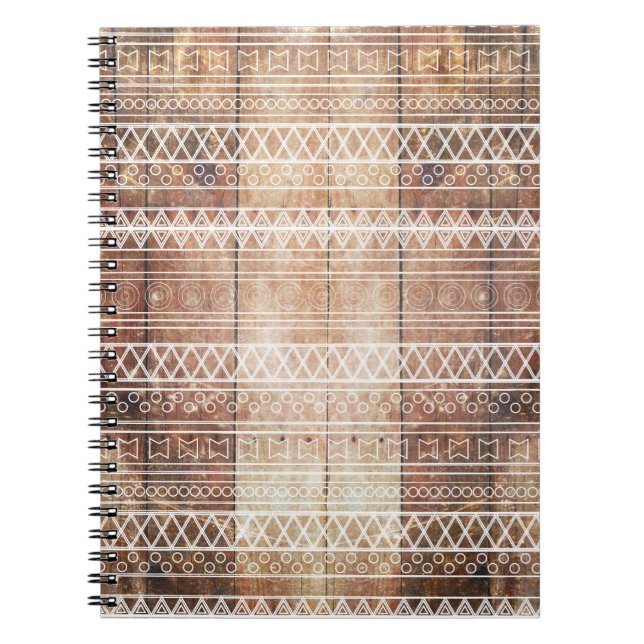 Vintage Aztec Tribal Wood Notebook (Front)