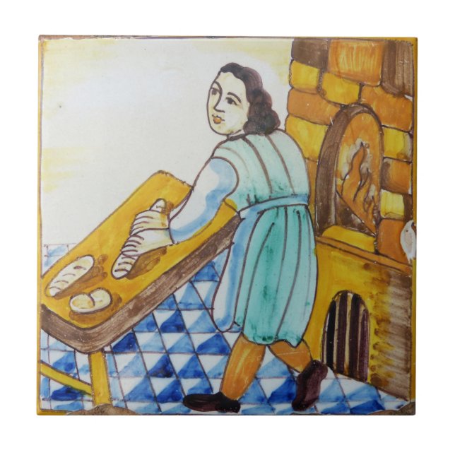 Vintage Azulejo Ceramic Decorative Tile (Front)