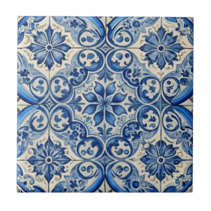 Vintage Azulejo Portuguese Blue Pattern Tile